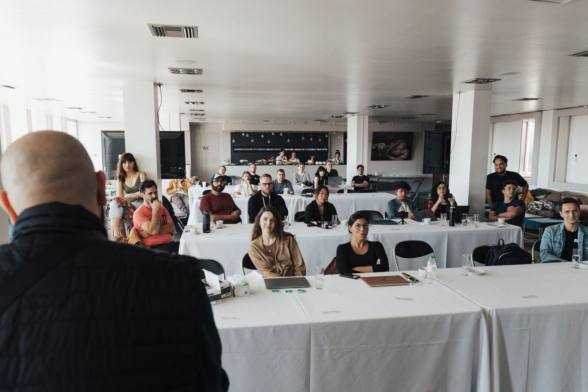 A trainer leading a short professional development session