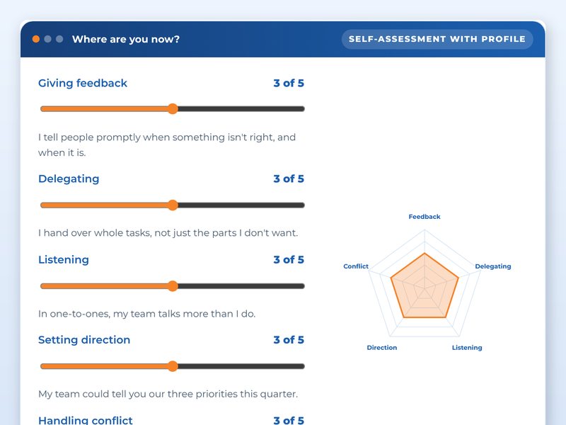 First-time managers: the hard conversations, showcase course screen: Where are you now?