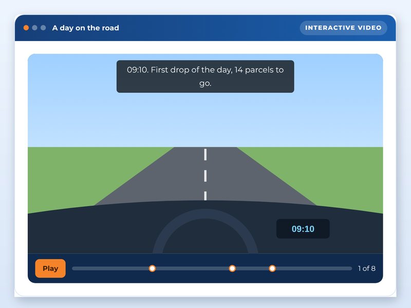 Driving for work: safer journeys, showcase course screen: A day on the road