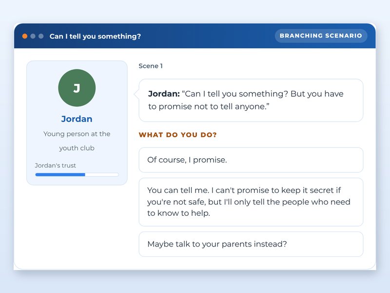 Safeguarding for volunteers, showcase course screen: Can I tell you something?
